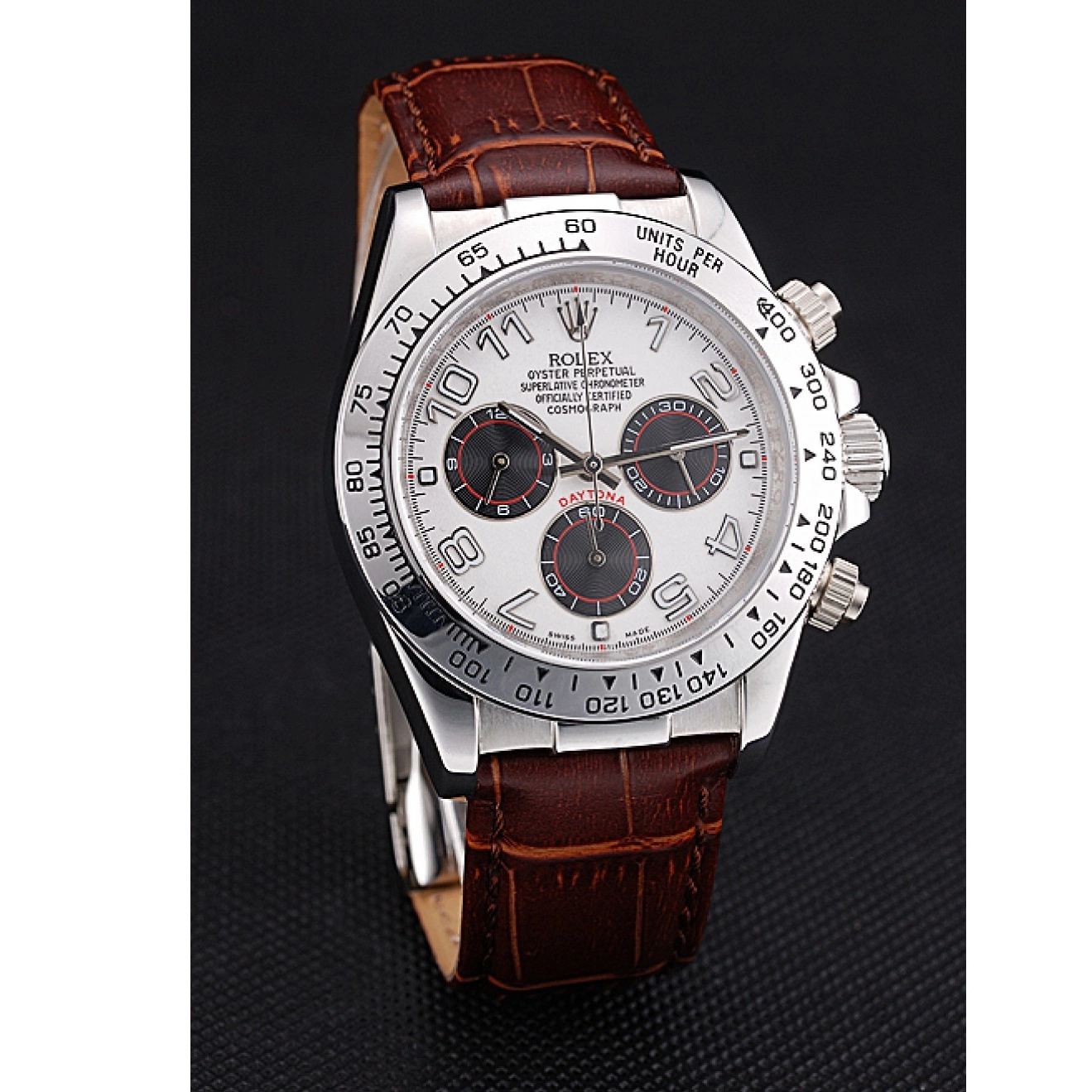 Best AAA Replica Sites White Stainless Steel Brown Case Strap Dial Rolex Daytona Leather 0530